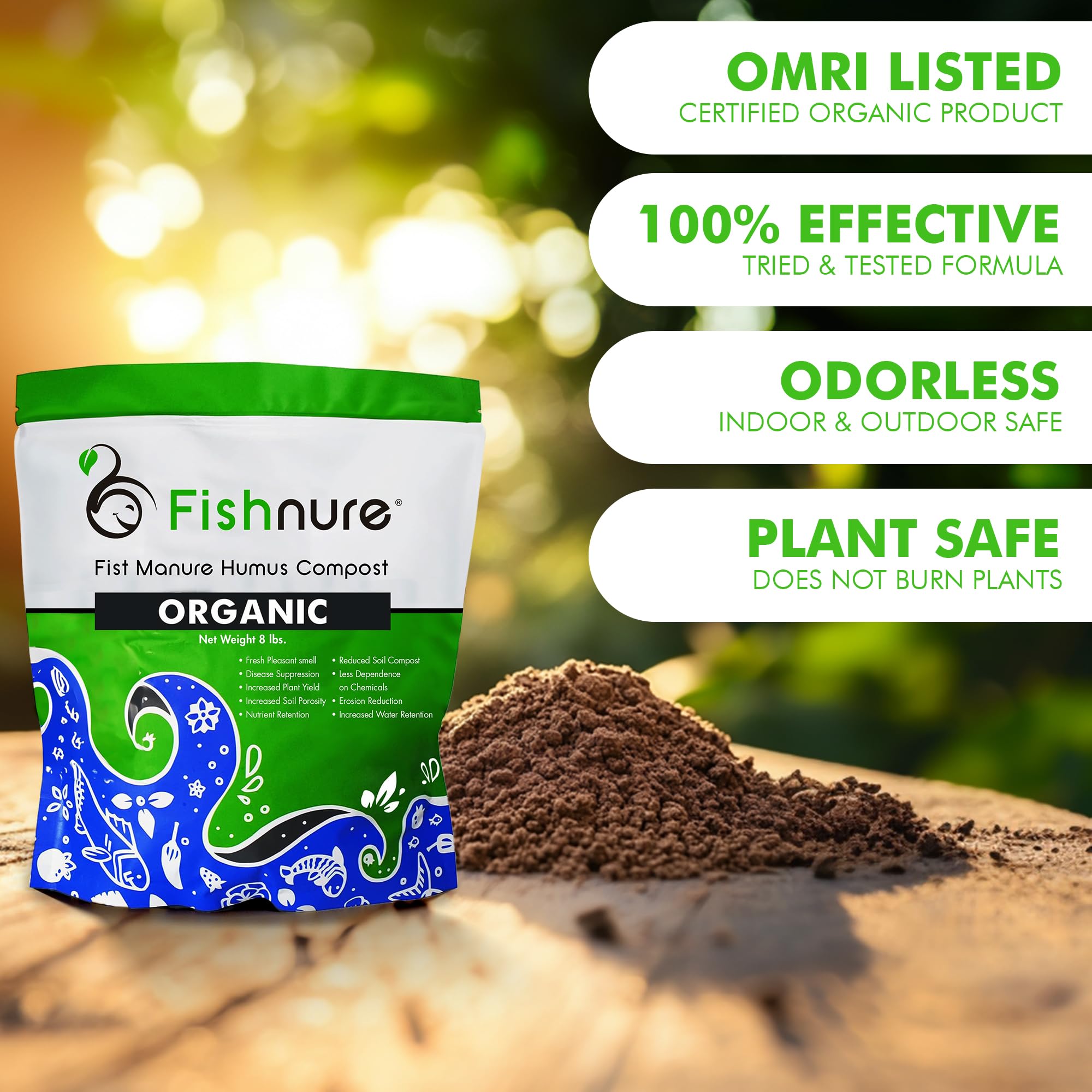Spreading Fishnure on garden bed to boost soil structure and slow nutrients