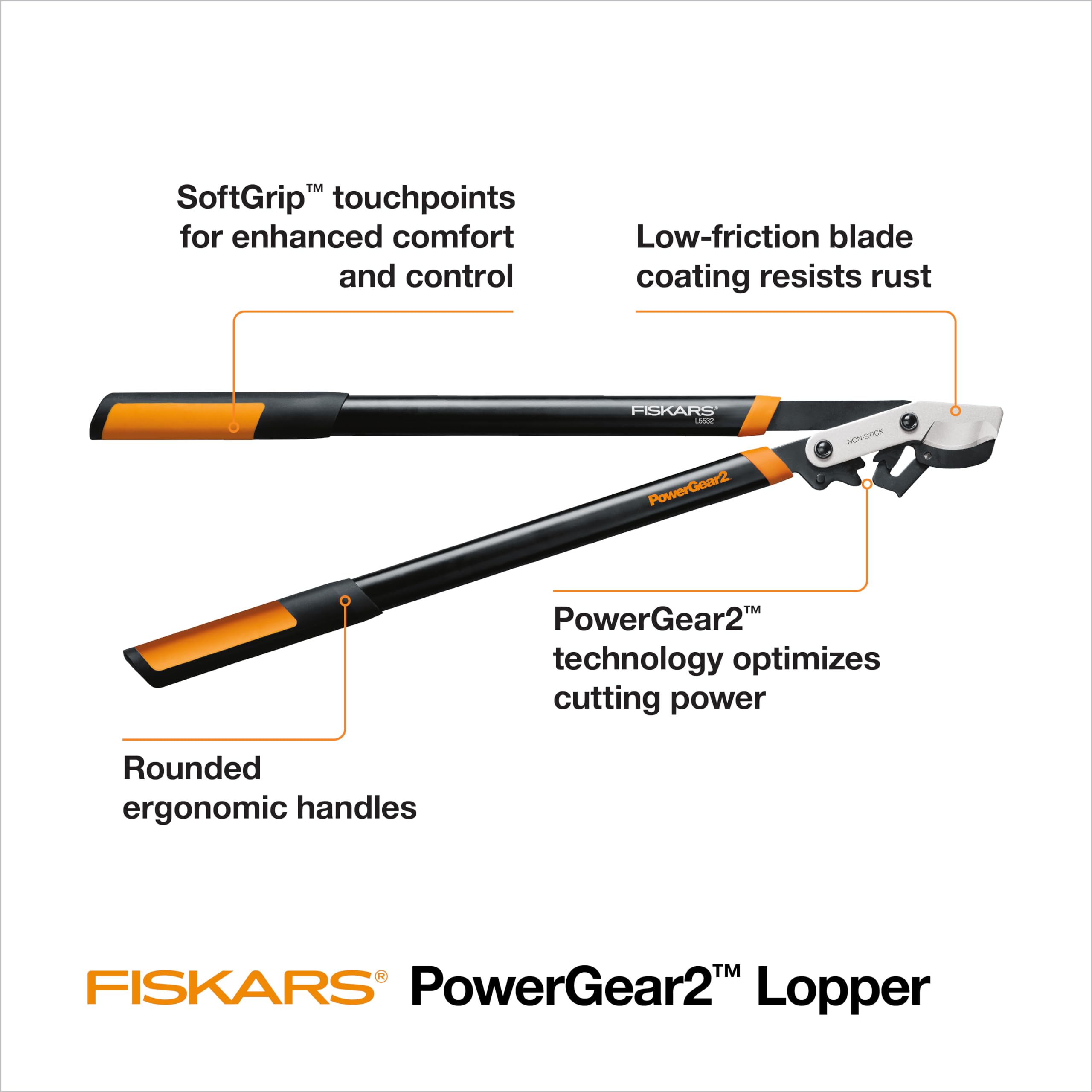 Fiskars blade close-up with low-friction coating for smoother cuts