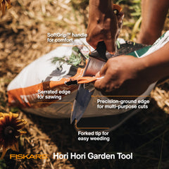 Fiskars close-up of stainless steel blade highlighting corrosion resistance benefit