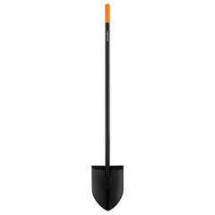 Fiskars front view of 57-inch digging shovel showing full tool benefit durability