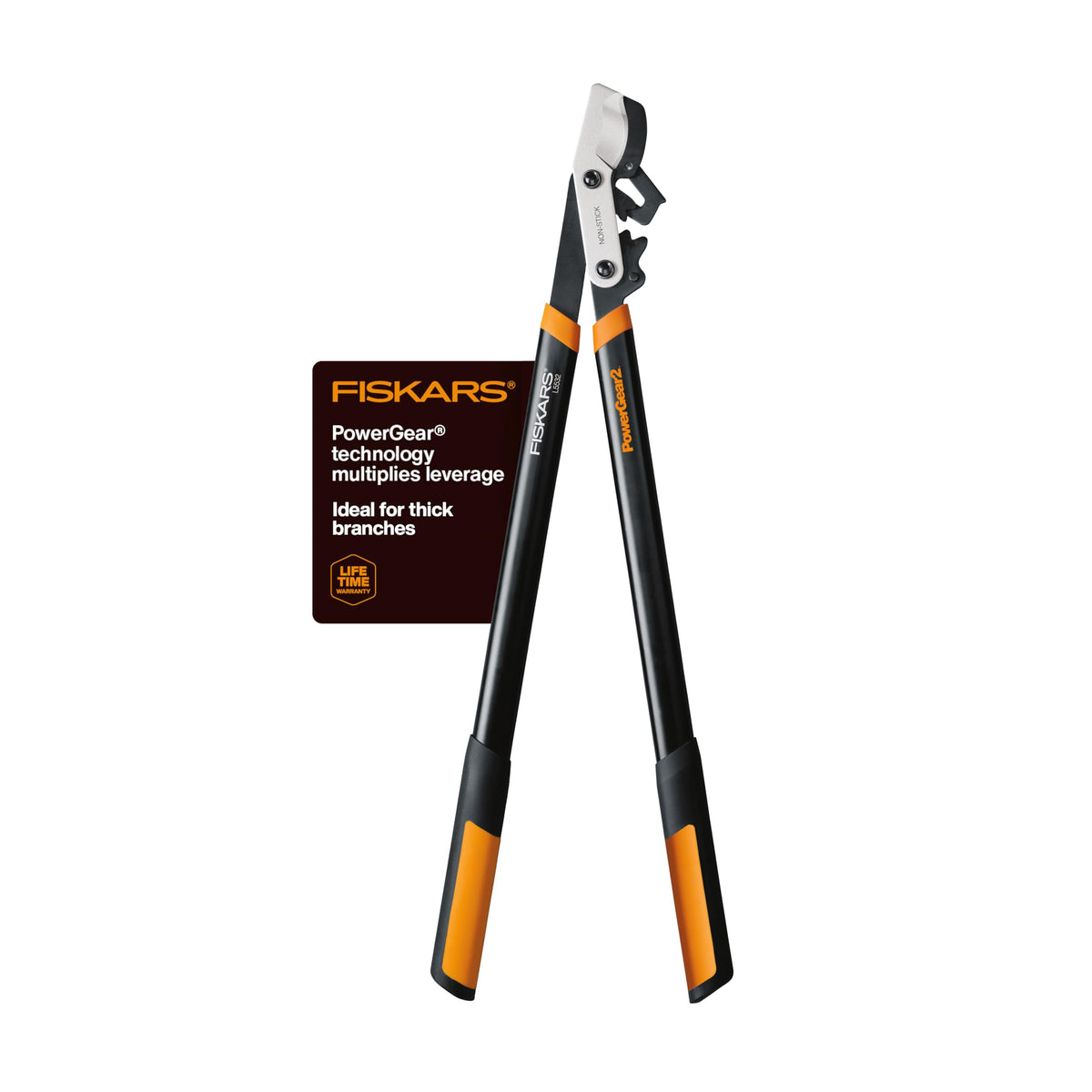 Fiskars front view of 32 inch lopper showing full length and reach benefit