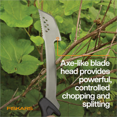 Fiskars secured in nylon sheath for safe transport and blade protection