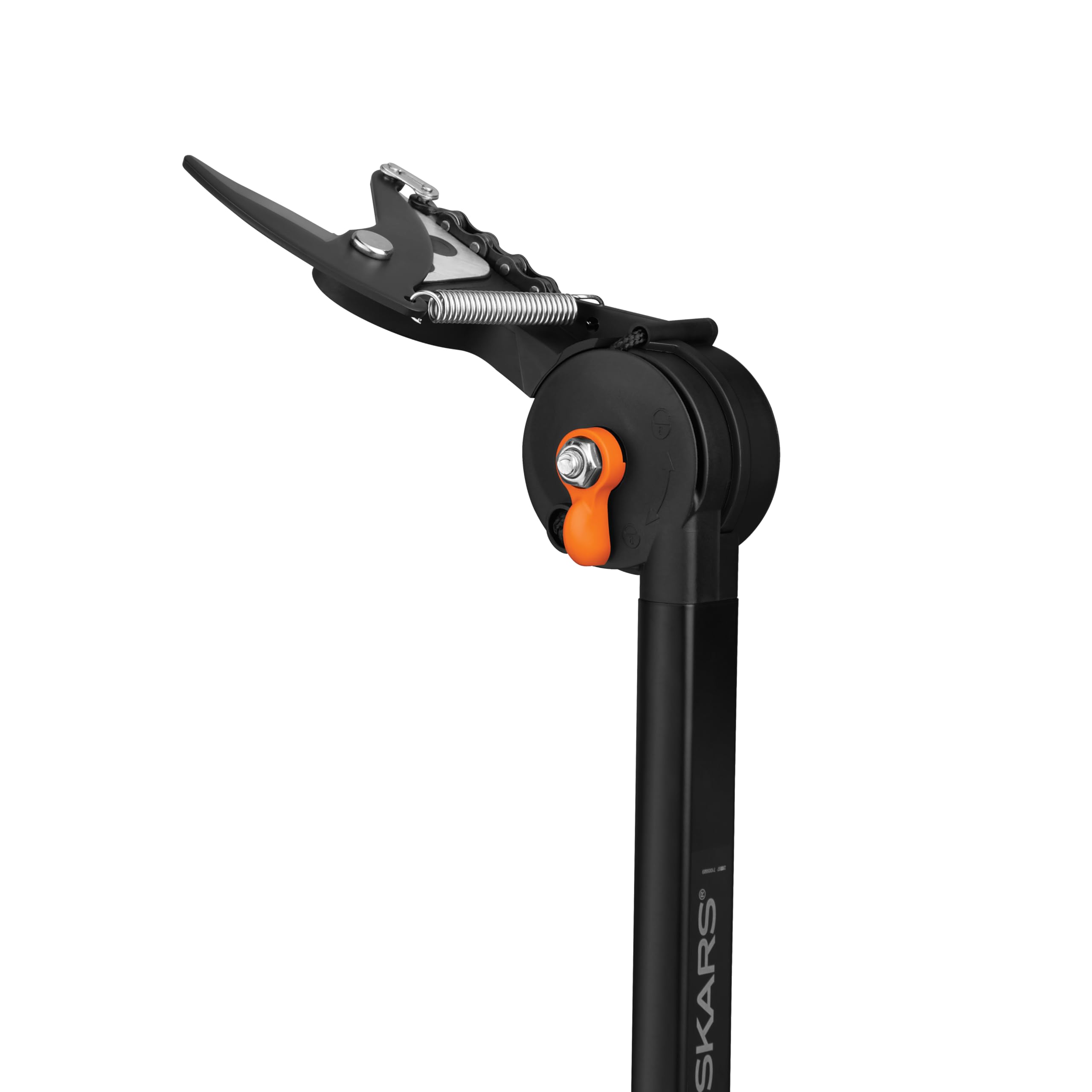 Fiskars length scale comparison showing 62-inch reach to avoid ladders and reduce strain