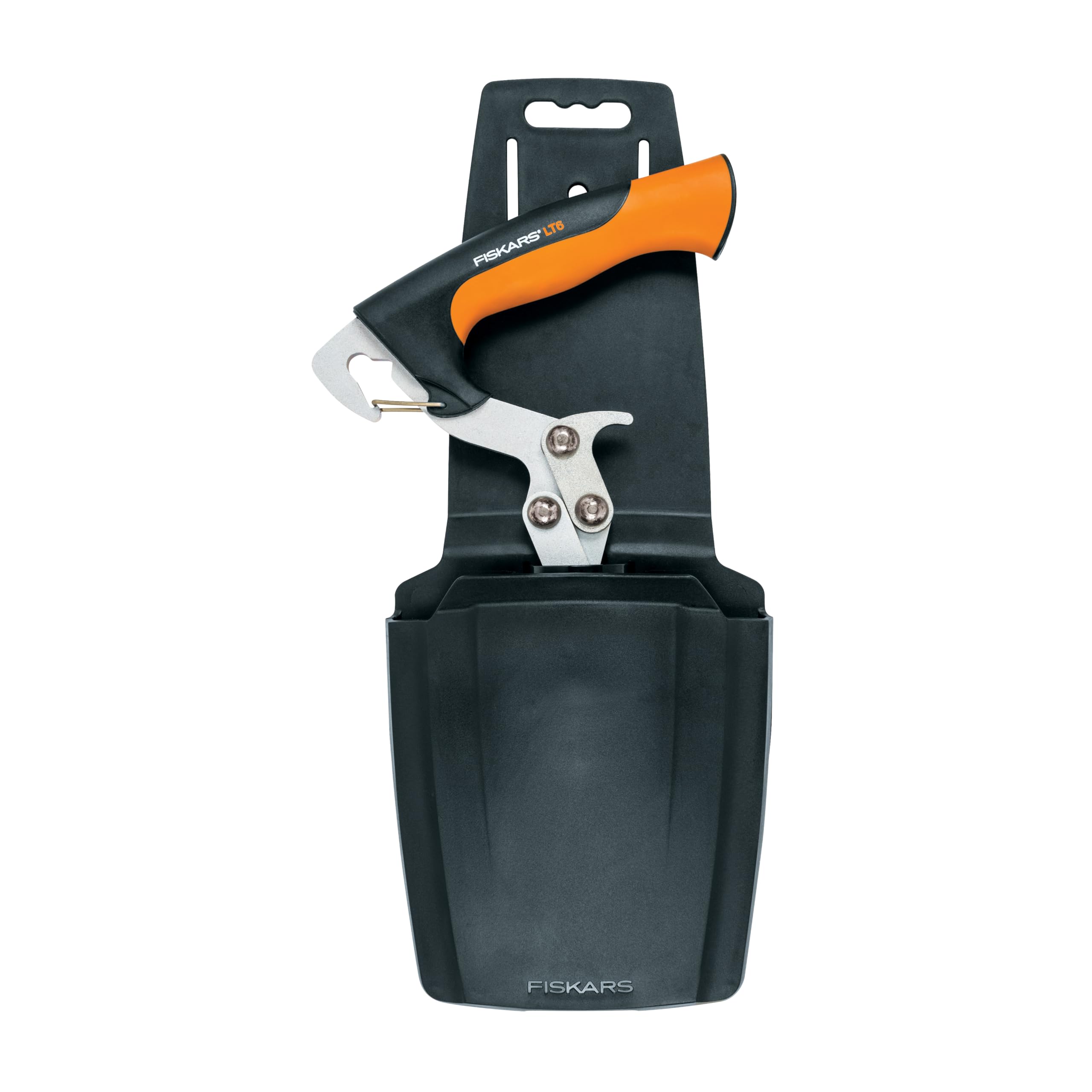 Fiskars tongs in holster with carabiner for tidy storage and transport benefit