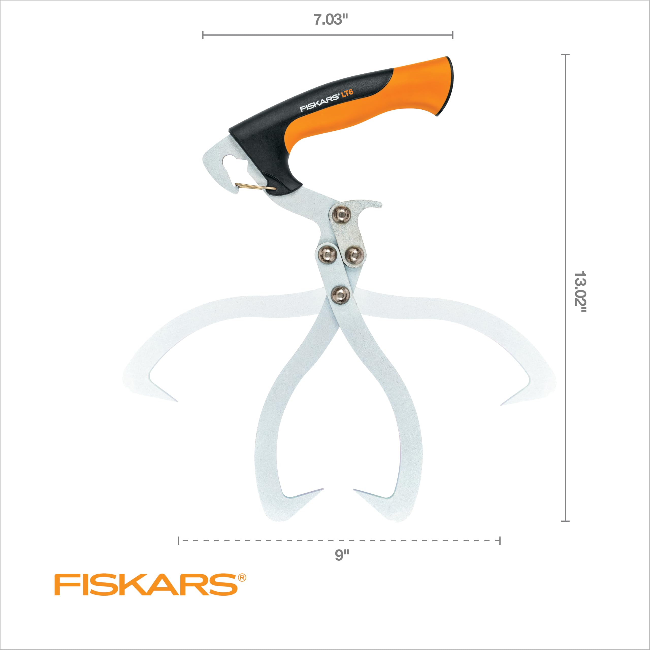 Fiskars tongs beside ruler showing size and capacity for measurable selection benefit