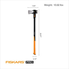 Fiskars blade edge detail displaying sharp geometry for deeper penetration and fewer swings