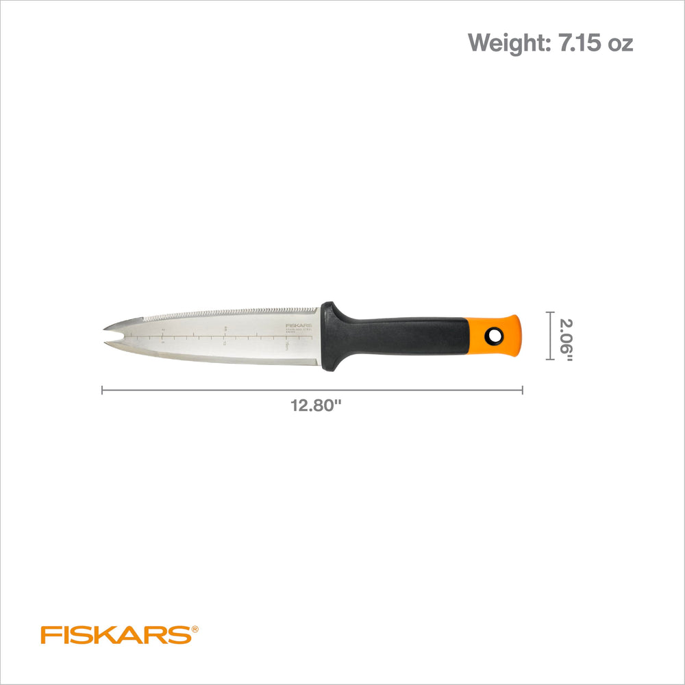 Fiskars blade measurements image showing metric and imperial planting accuracy