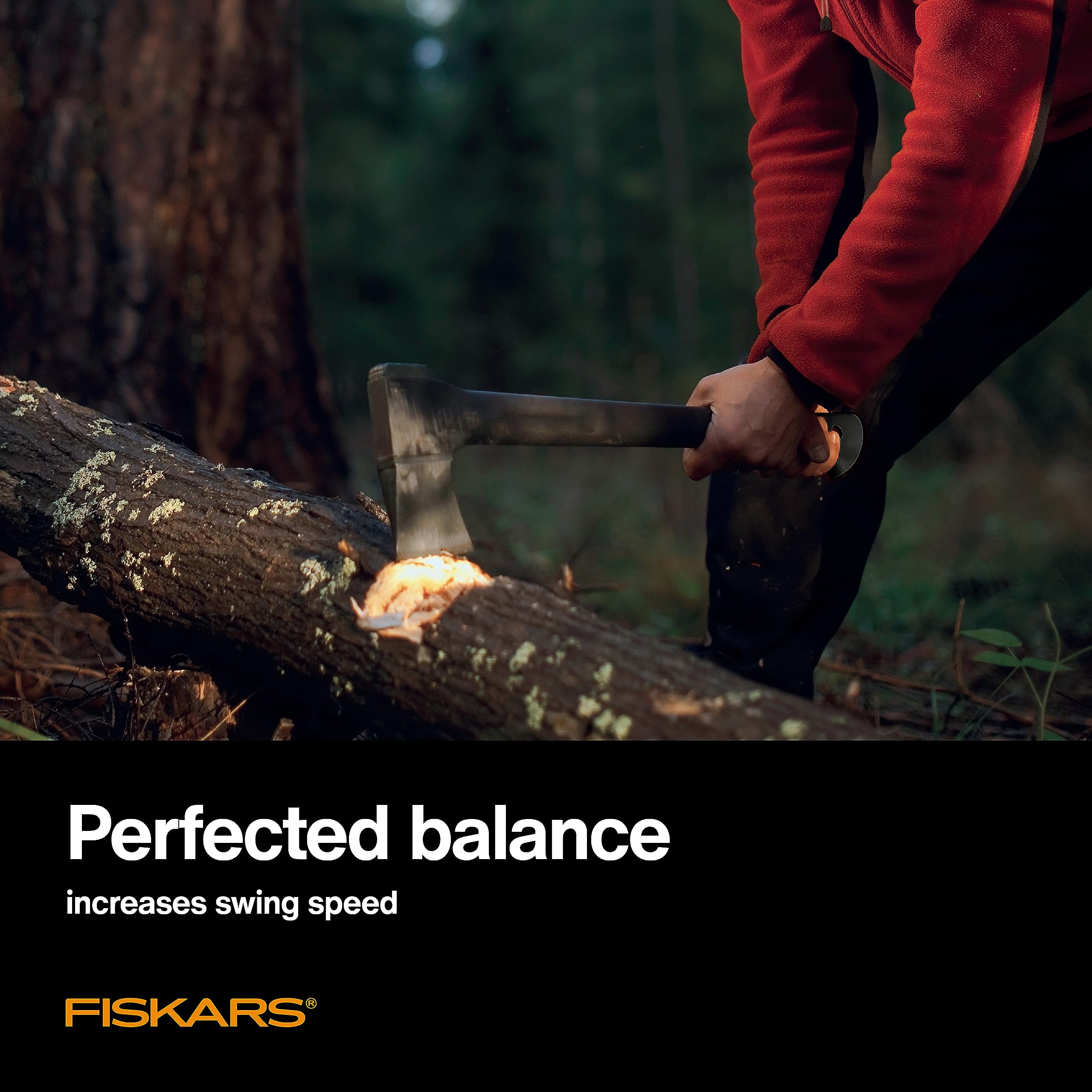 Fiskars packaged axe with label for easy identification and purchase