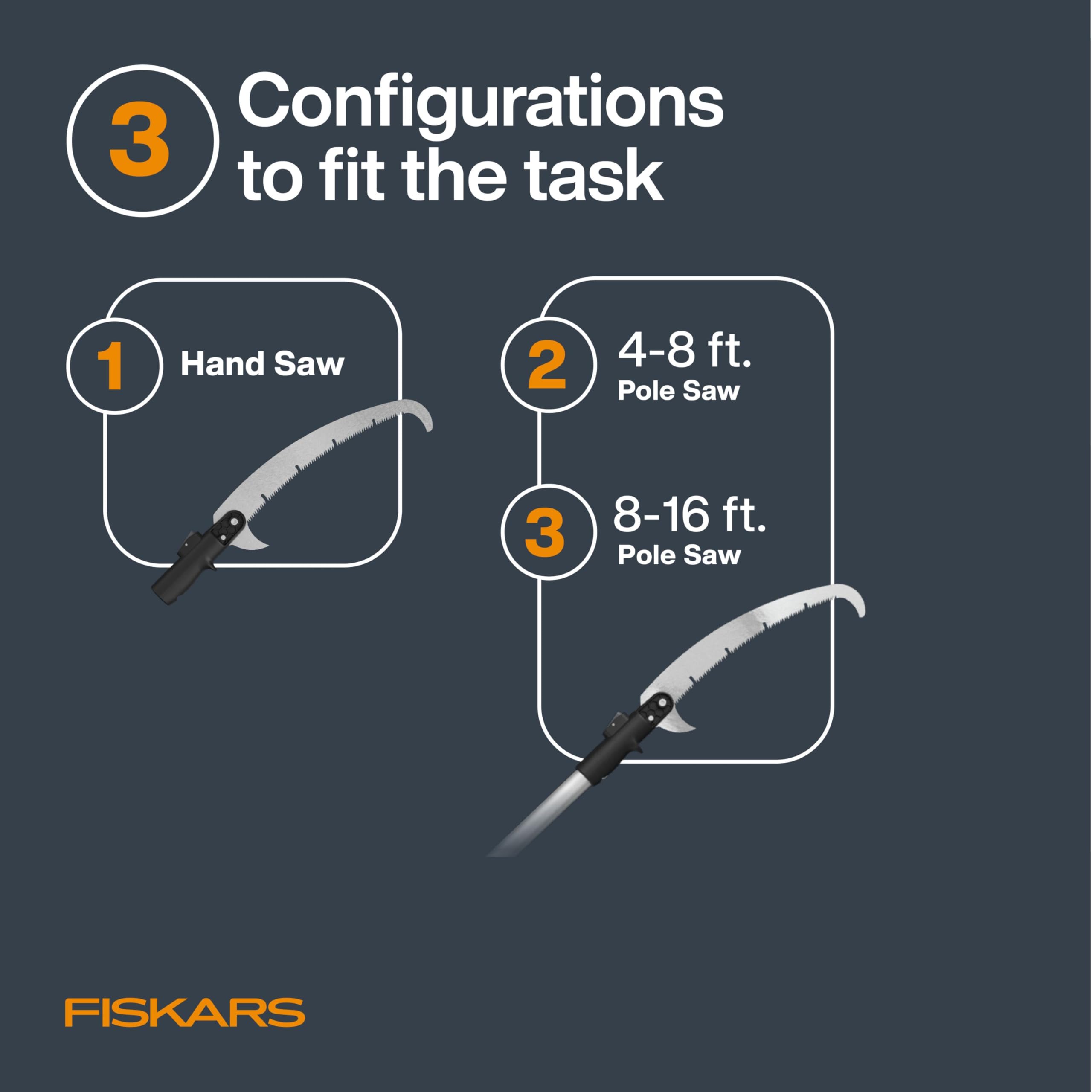 Fiskars pole connector detail highlighting snap-fit and secondary lock for safety