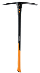 Fiskars front view of dual-ended pickaxe and hoe showing versatility