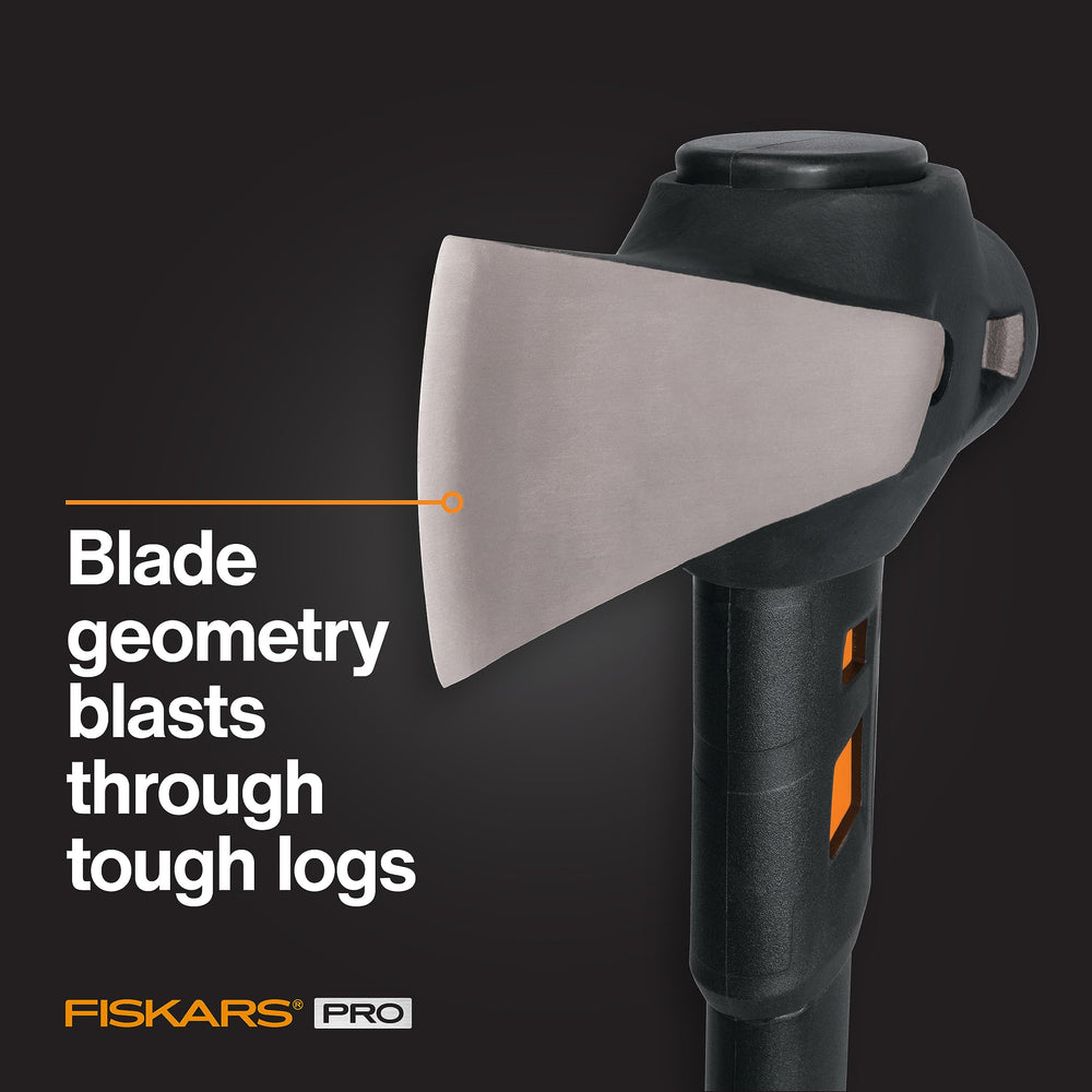 Fiskars IsoCore handle close-up with textured SoftGrip for reduced vibration benefit