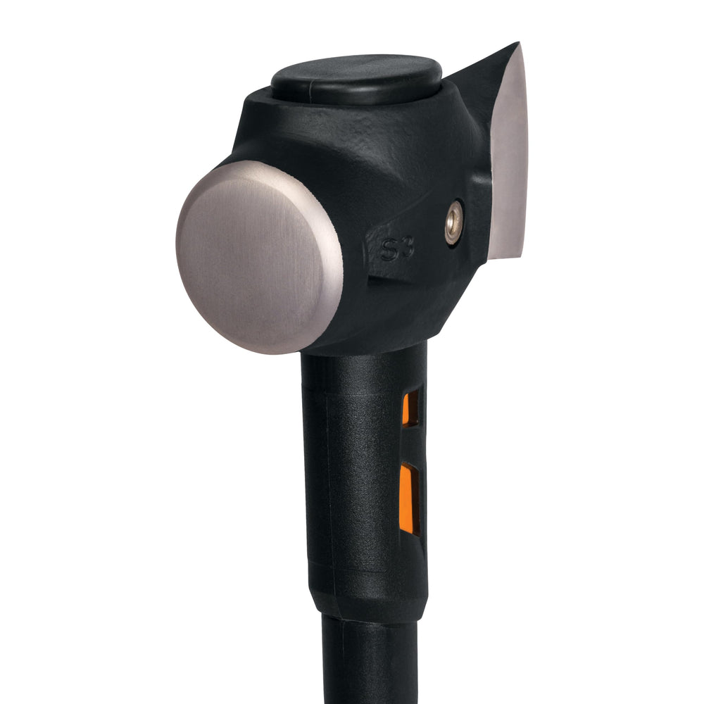 Fiskars maul splitting a log in use showing fewer swings and improved control