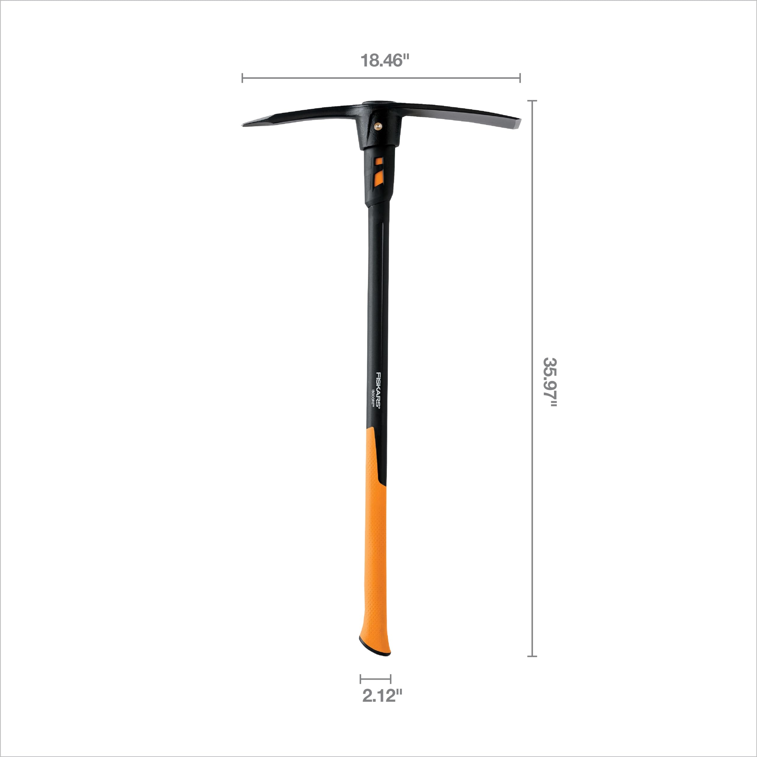 Fiskars close-up of forged pickaxe head with durable impact edge