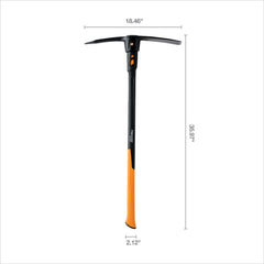 Fiskars close-up of forged pickaxe head with durable impact edge