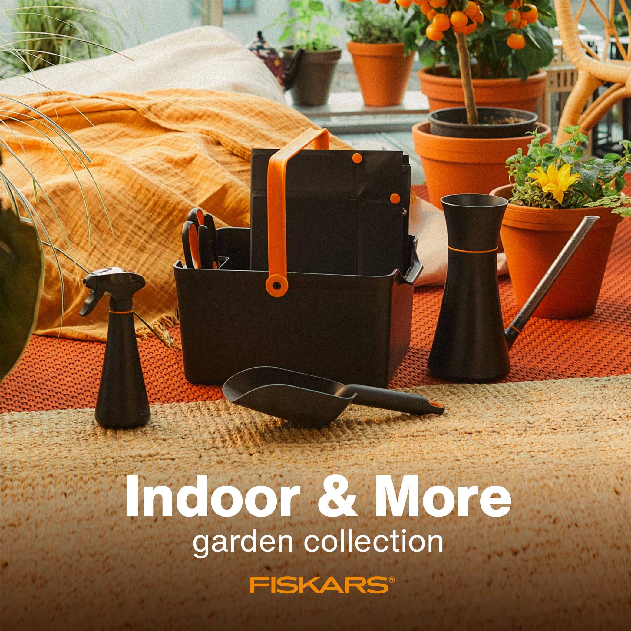 Fiskars repotting mat in an indoor gardening scene keeping furniture clean