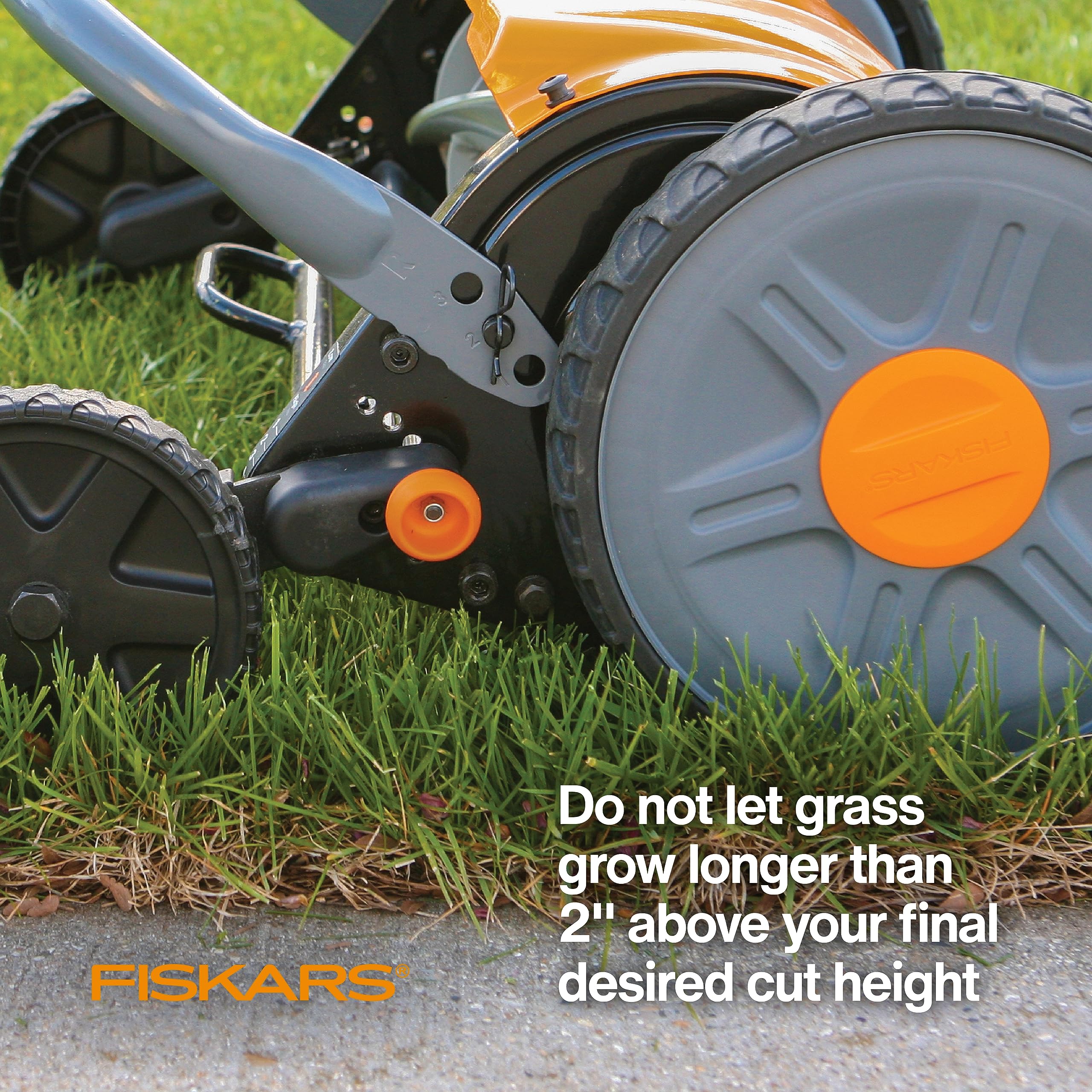 Fiskars wheel shown next to shoe for scale, demonstrating maneuverability and size benefit
