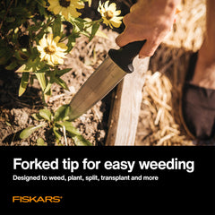 Fiskars serrated edge shot showing saw teeth for cutting thick stems