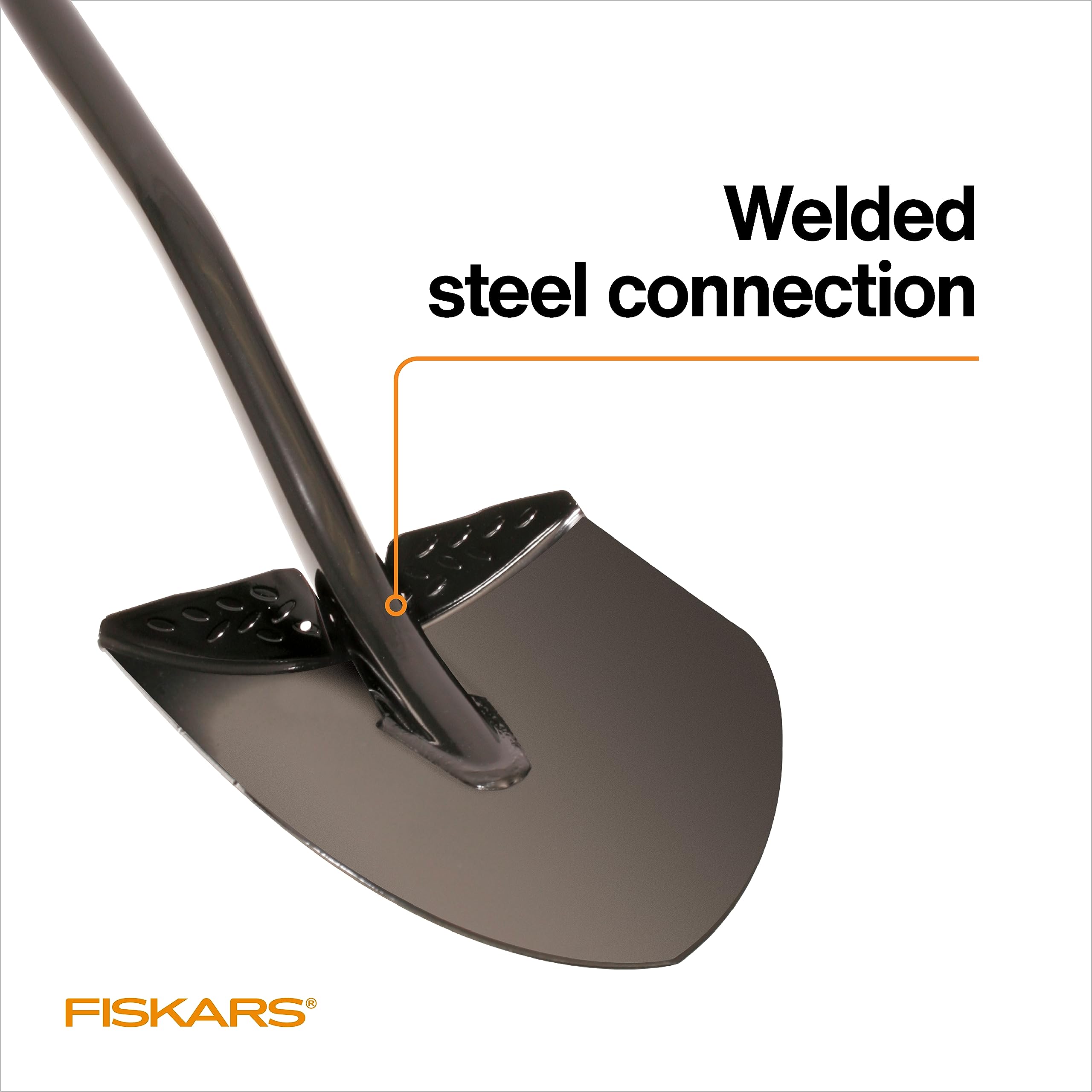 Fiskars steel shaft and straight handle view showing control and reduced strain