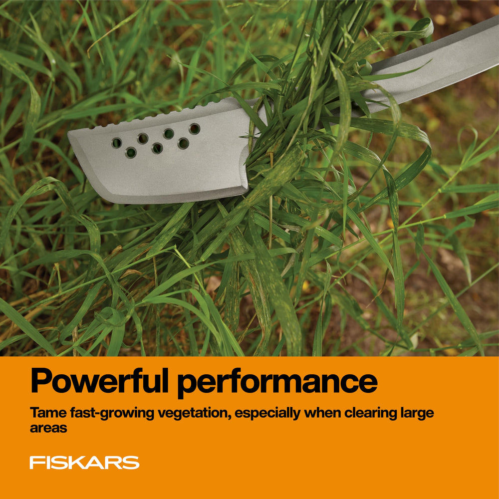 Fiskars next to ruler showing 28-inch scale for reach and leverage benefit