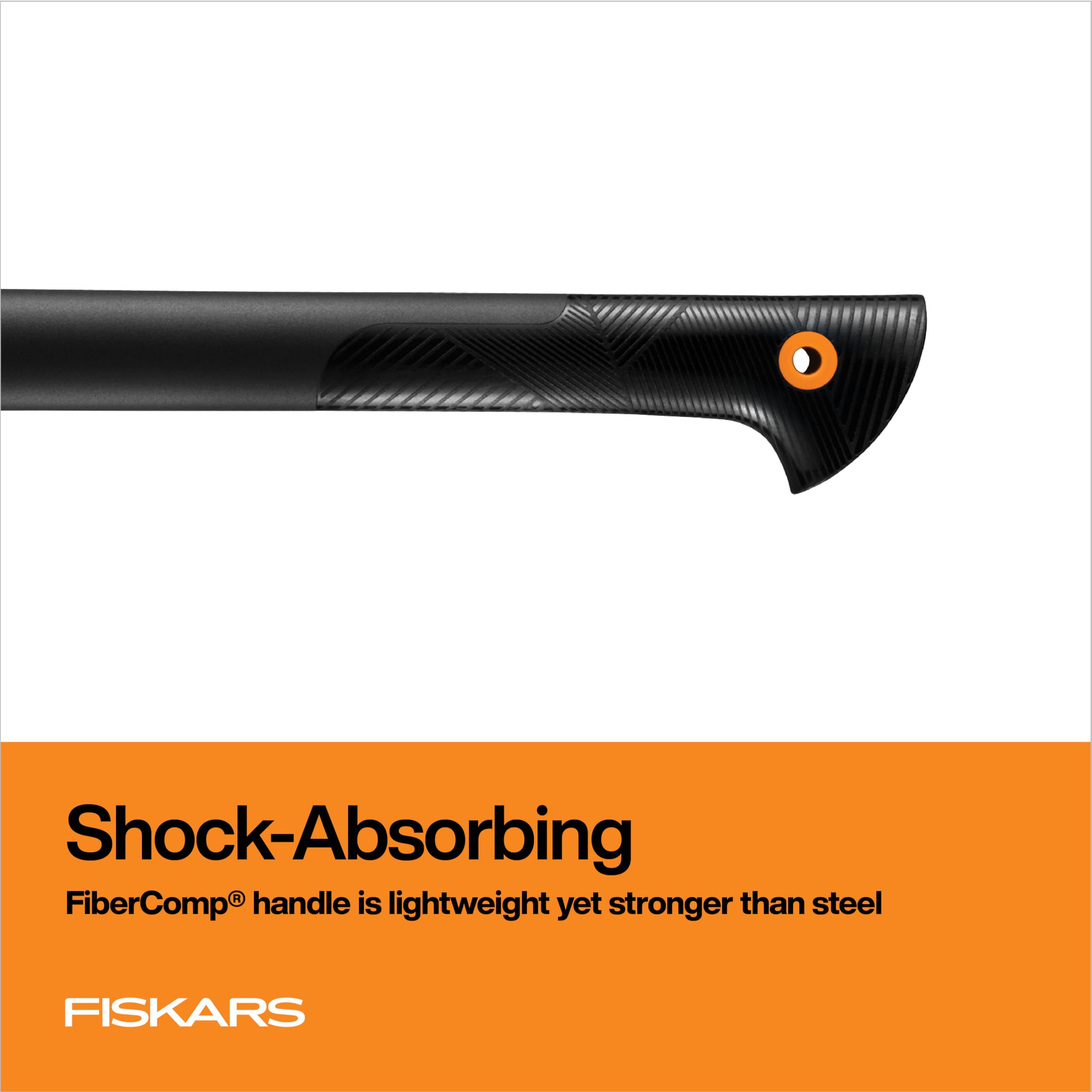 Fiskars action shot showing balanced swing for increased chopping power