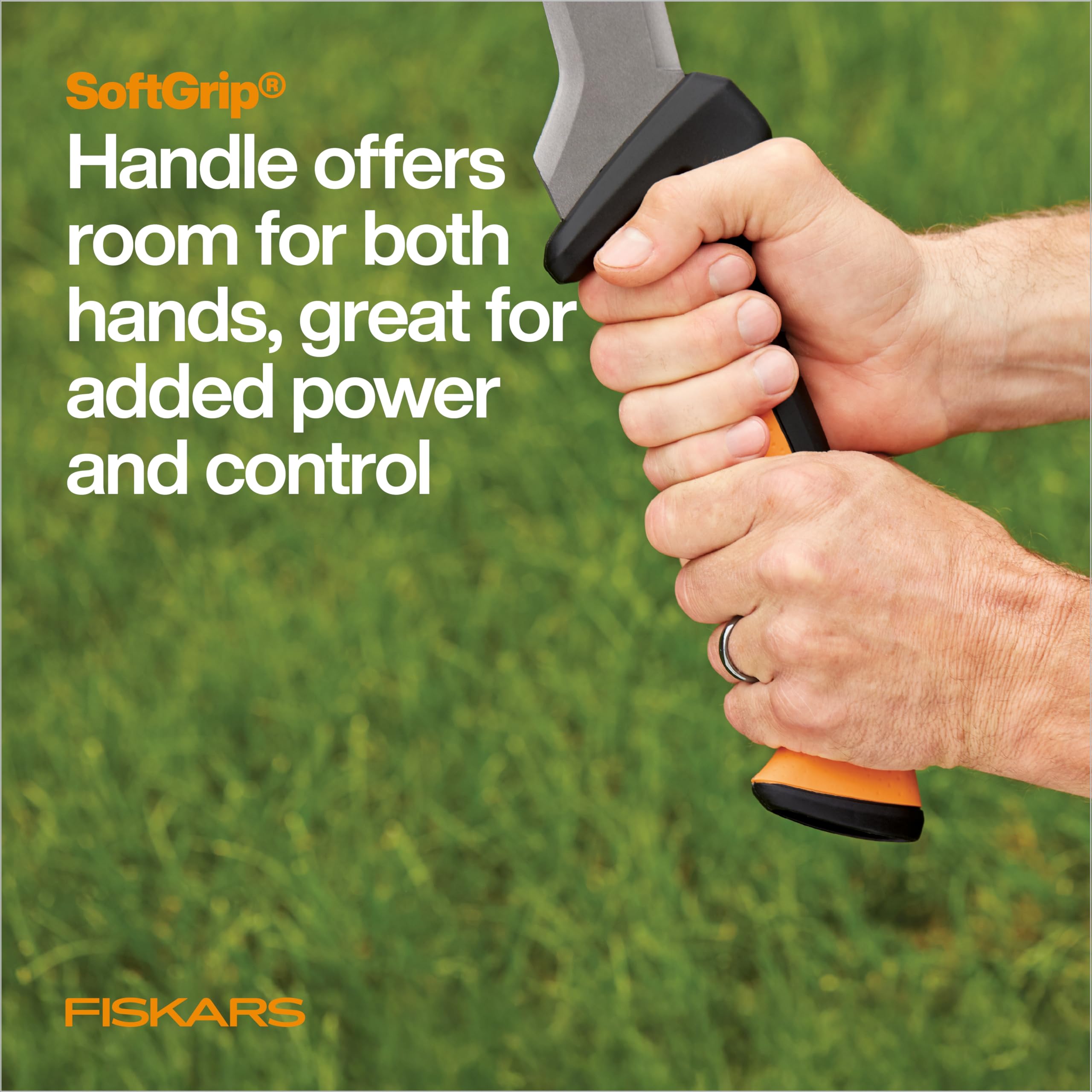 Fiskars product label and warranty badge emphasizing lifetime support and quality