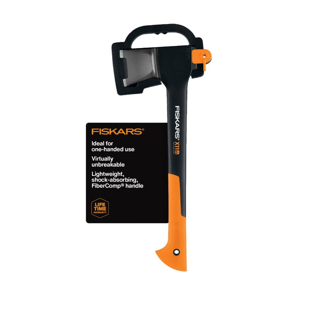 Fiskars X11 front view showing compact shape and balanced design benefit