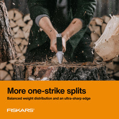 Fiskars X27 hardened blade detail highlighting sharp convex bevel benefit
