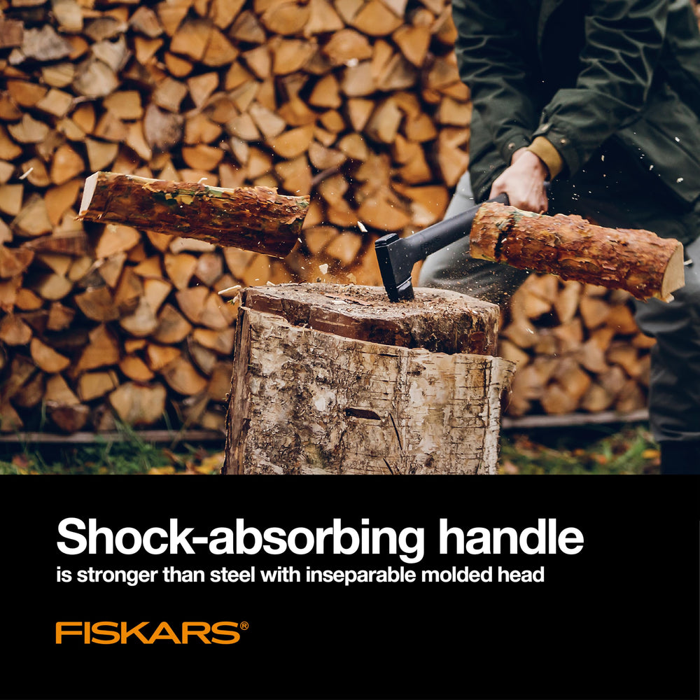 Fiskars X27 with protective sheath for safe transport and storage