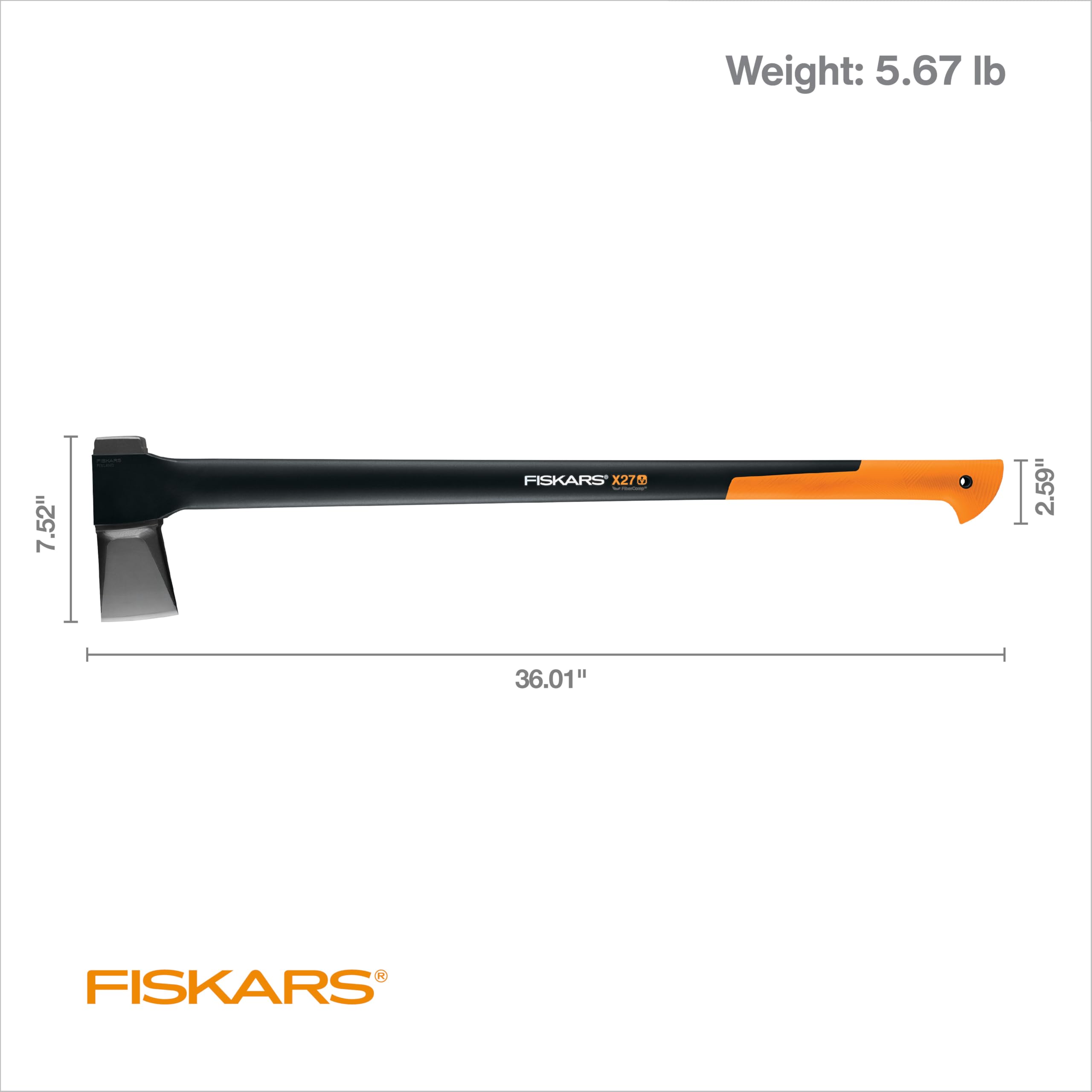 Fiskars X27 beside yard tools illustrating length and scale advantage