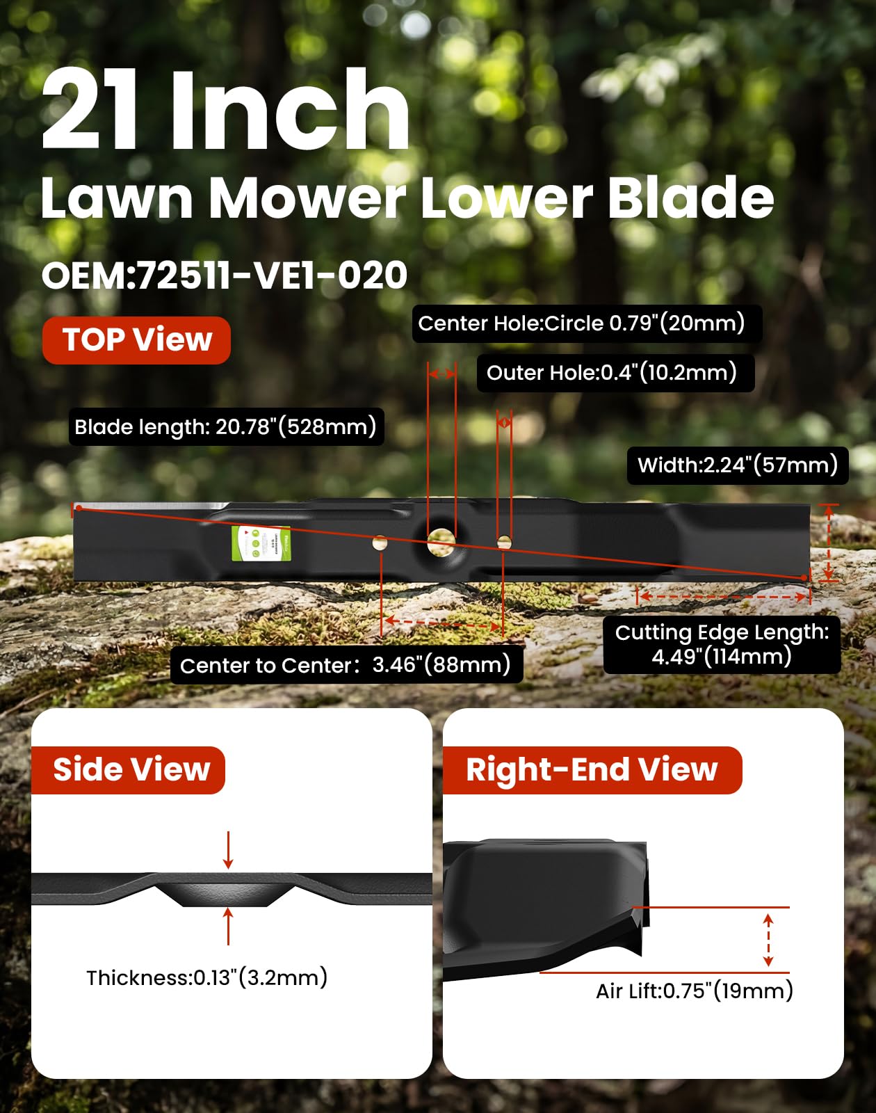 Fismiuta blades installed on Honda mower deck demonstrating direct-fit advantage
