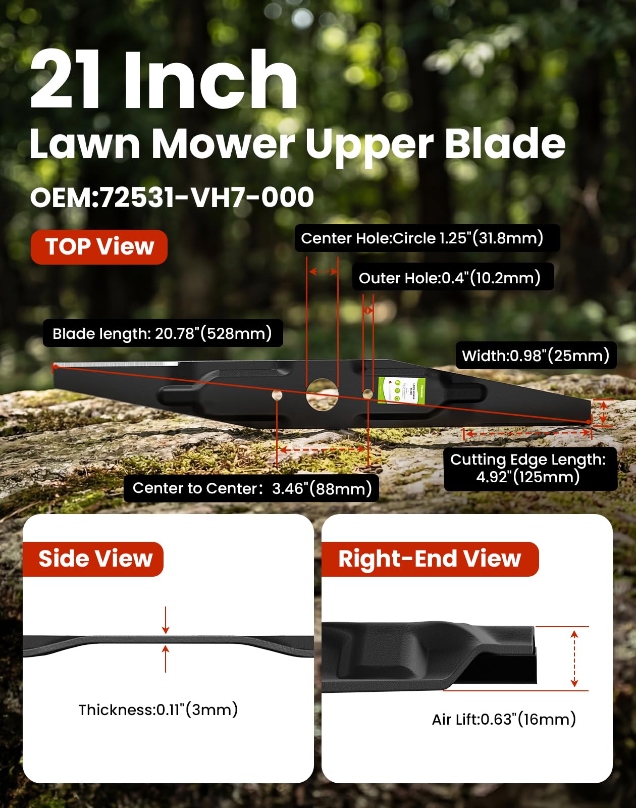 Fismiuta blades next to ruler showing 21 inch length for accurate sizing