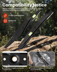 Fismiuta lower high-lift blade close-up showing suction lip for improved bagging benefit