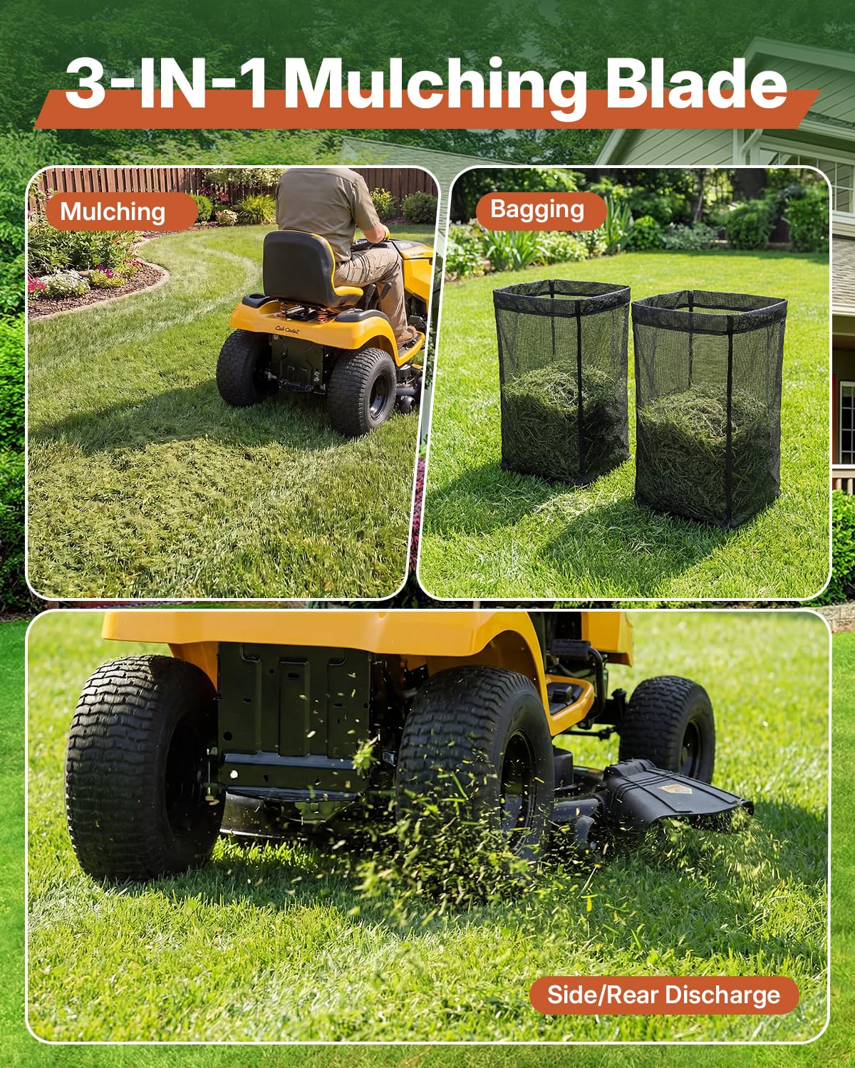 Fismiuta blade installed on riding mower deck improving mulch pickup