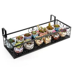 Fitlyiee front view of black railing planter showing neat display benefit