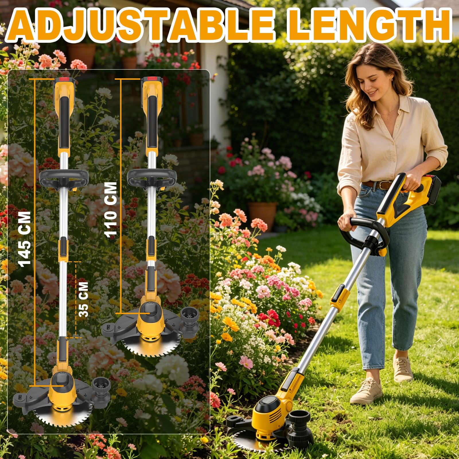 Fiutazge shaft adjustment detail illustrating customizable length for ergonomic comfort