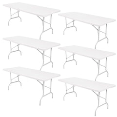 Fivenl front view white tabletop cover providing clean event presentation