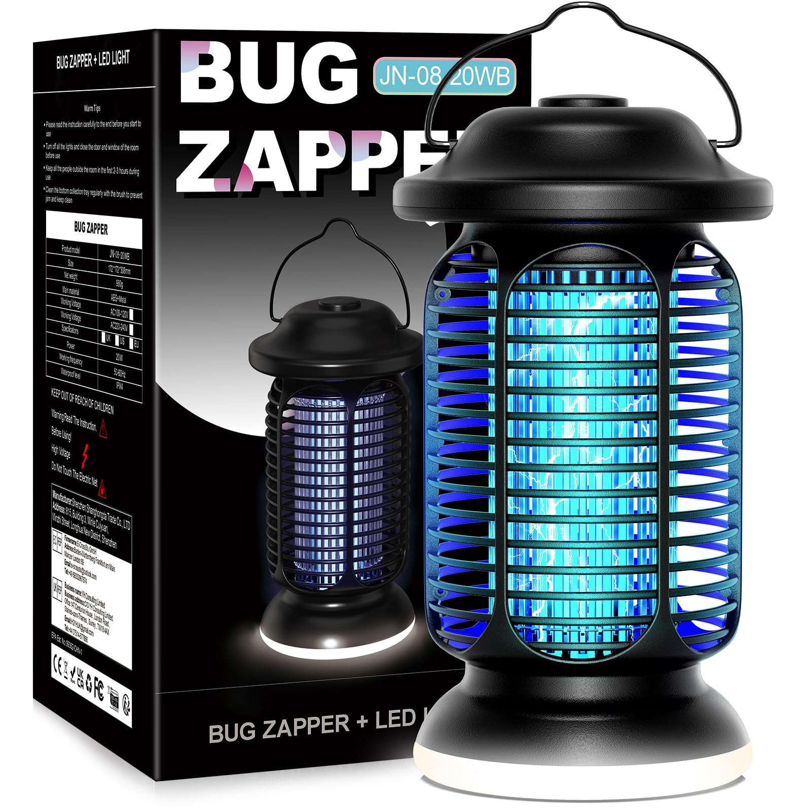 fiveye front view of bug zapper showing durable housing and plug-in benefit