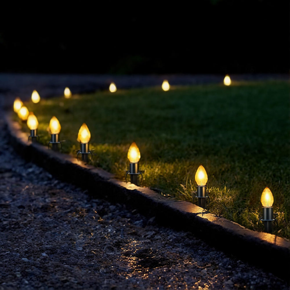 Fiwochic styled backyard pathway with stakes creating professional curb appeal