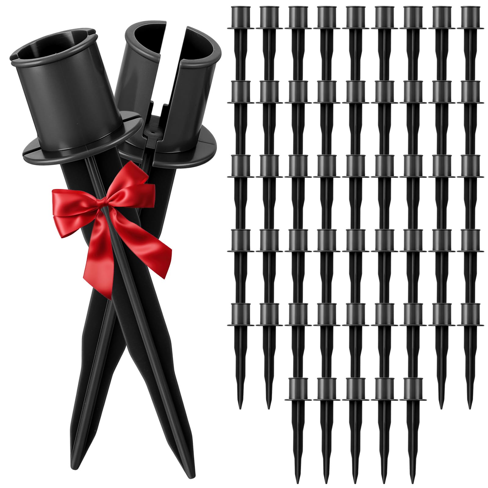 Fiwochic front pack of 50 black stakes showing quantity and packaging benefit