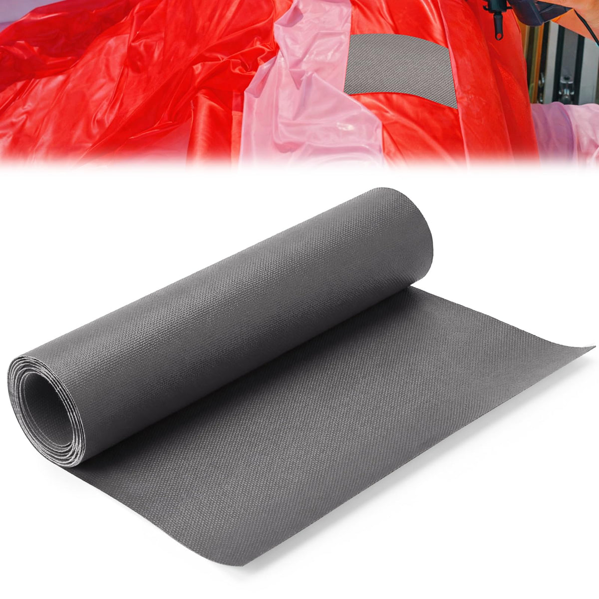 Fiwochic roll front view showing grey vinyl and dimensions for easy identification