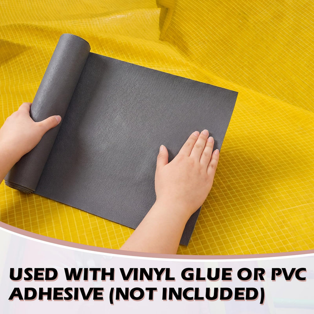 Fiwochic patched trampoline in yard illustrating weatherproof outdoor protection