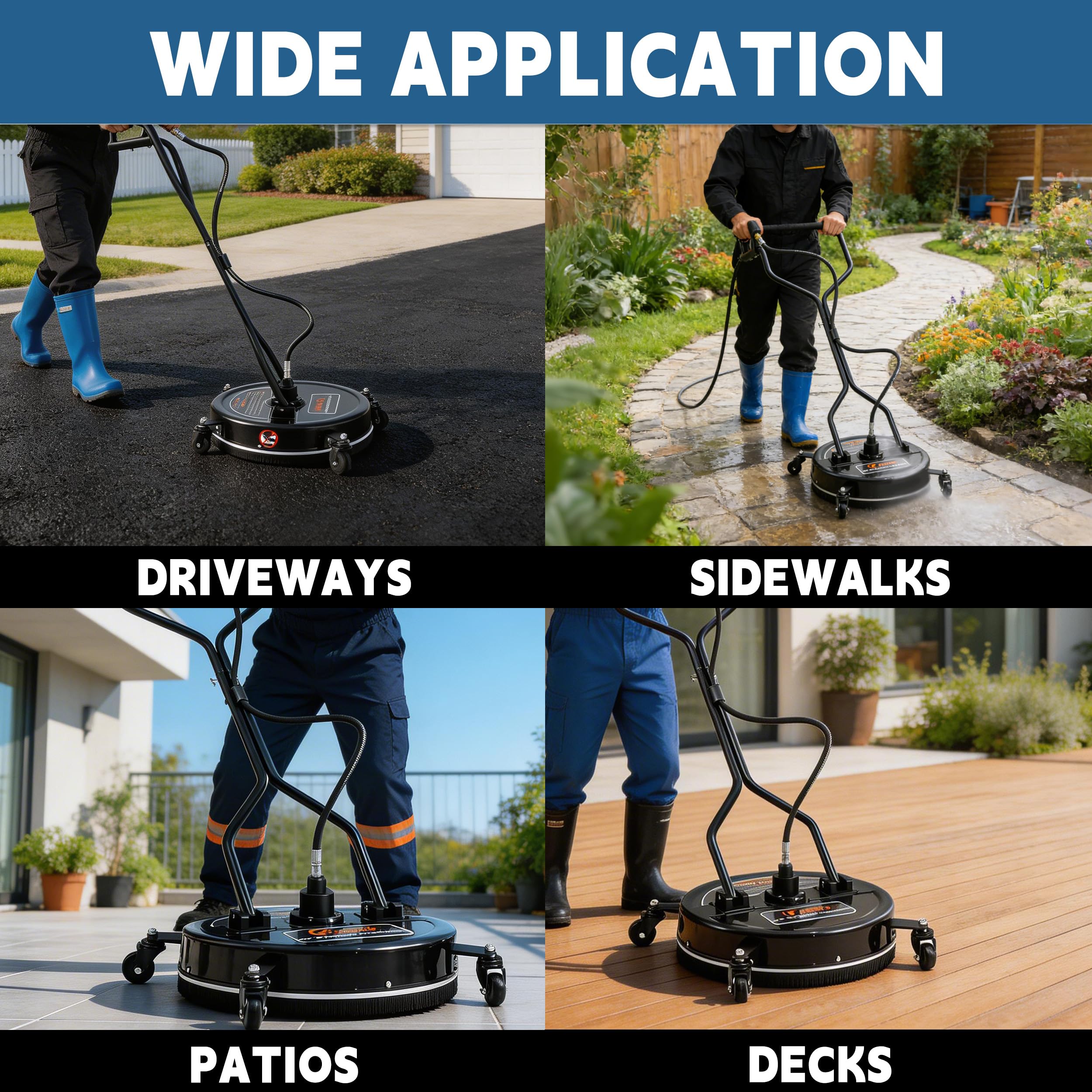 FIXFANS surface cleaner in use on driveway delivering fast, streak-free results