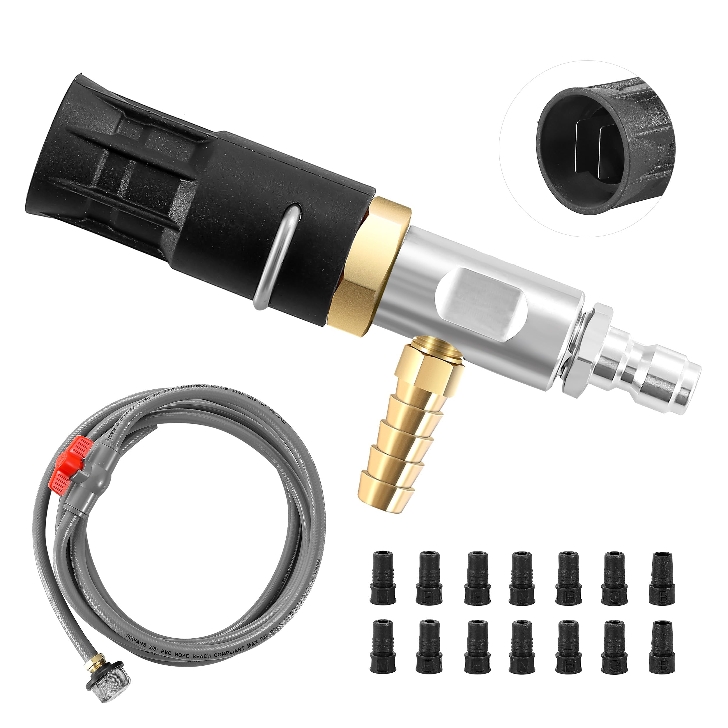 FIXFANS front view of nozzle showing full assembly and benefits