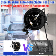 FIXFANS reel mid-retract showing smooth auto-rewind for safer storage