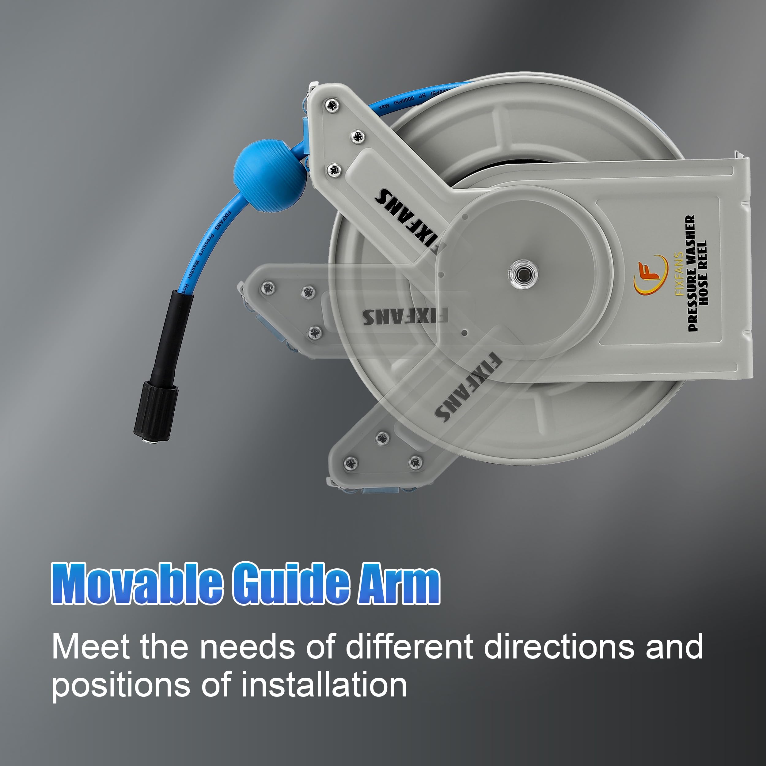 FIXFANS rubber hose texture detail showing durable material for hot water