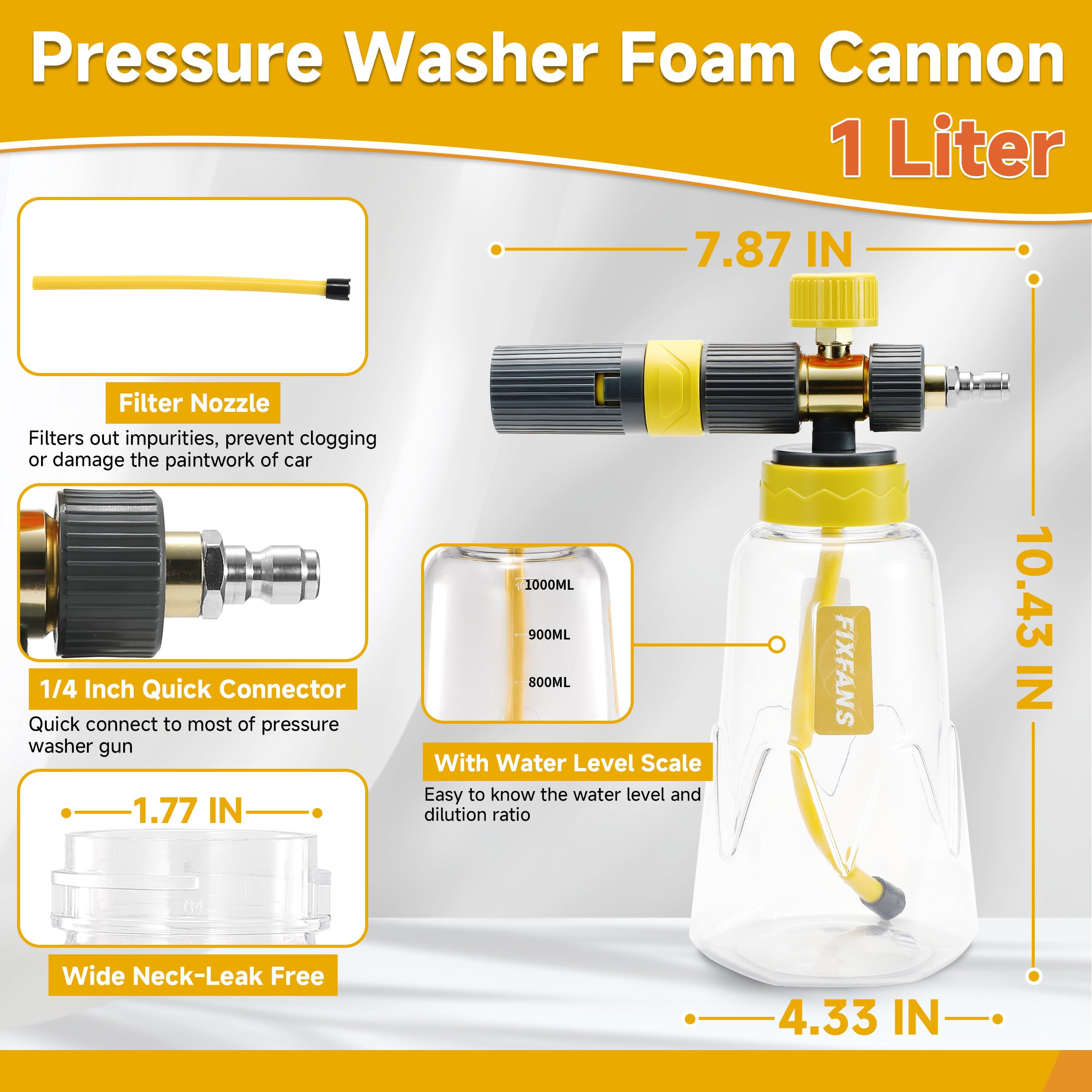 FIXFANS foam cannon in use spraying thick suds on an SUV for efficient cleaning