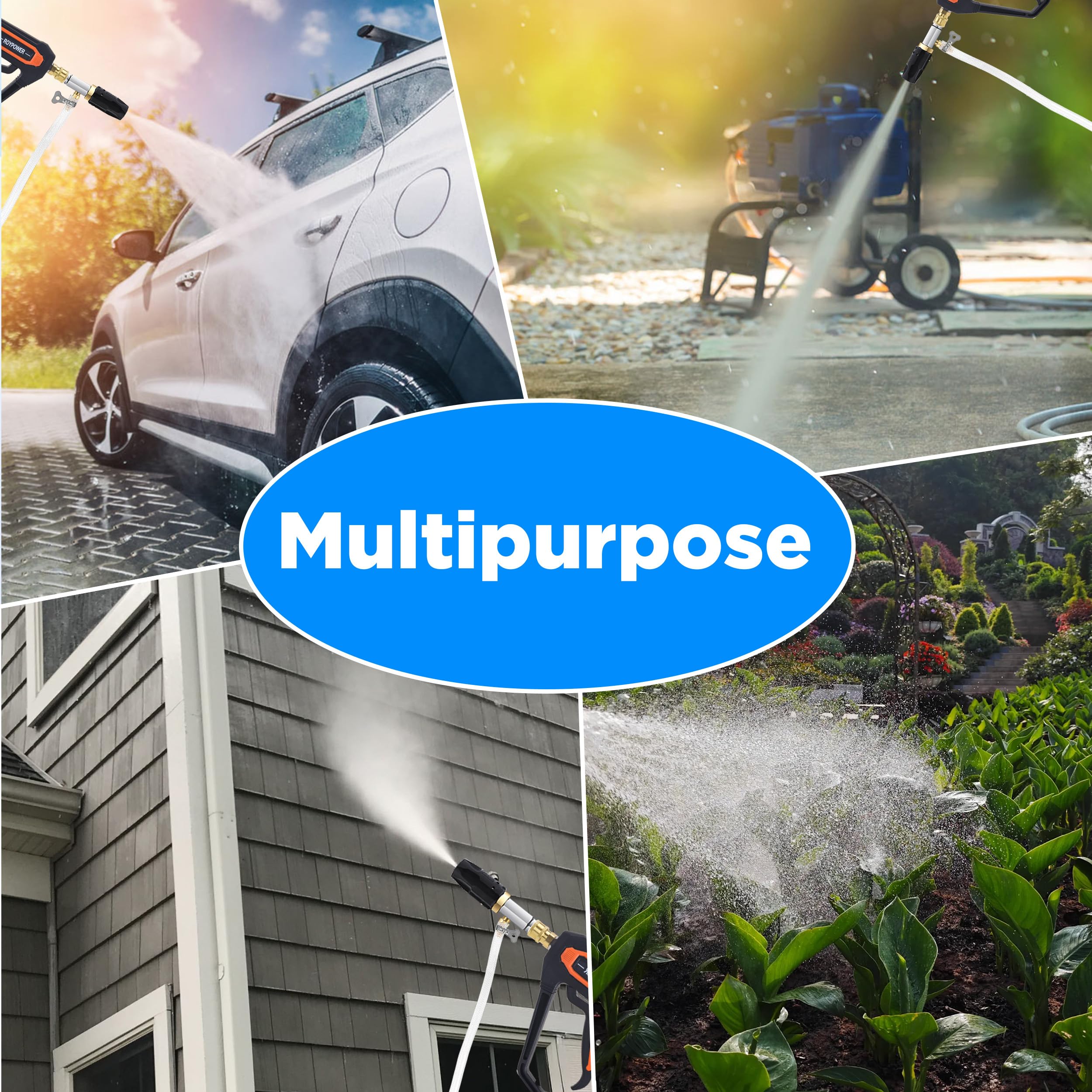 FIXFANS nozzle spraying from ground cleaning two-story house safely