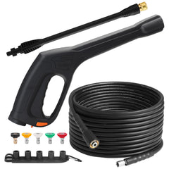 FIXFANS pressure washer gun front view showing ergonomic grip and control