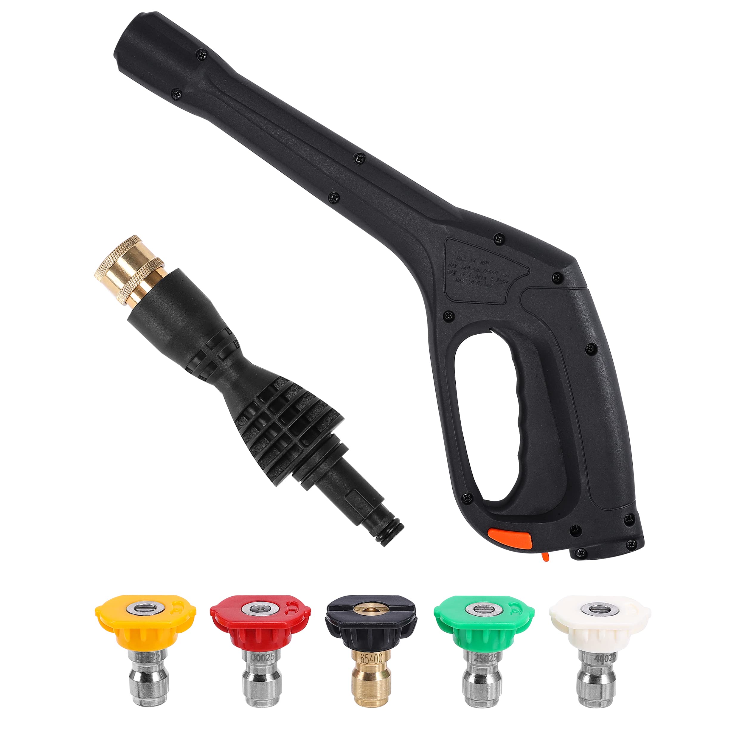 FIXFANS pressure washer gun front view showing trigger and ergonomic grip for comfortable control