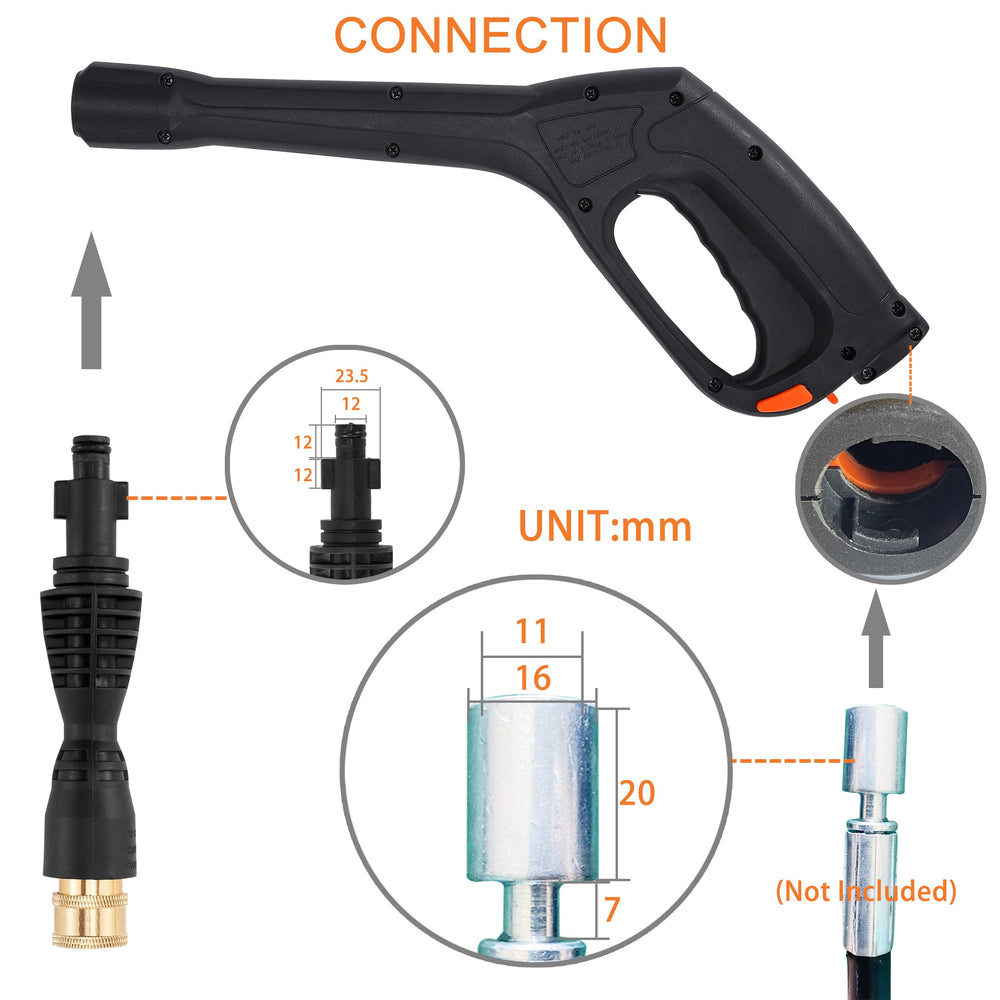 FIXFANS five quick‑connect nozzles arranged by angle for precise cleaning versatility